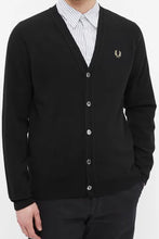 Load image into Gallery viewer, Fred Perry Reissues - Lambswool Cardigan Black / Champagne